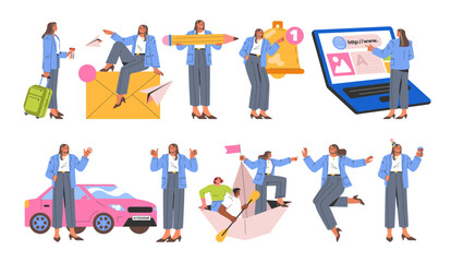 businesswoman set. Flat Vector Illustration