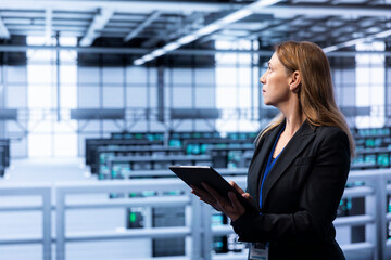 Computer scientist doing disaster recovery planning and security protocol enforcement in data...
