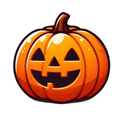 Fototapeta premium Bright and Friendly Jack-O'-Lantern Clip Art with Simple Carved Pumpkin Face, Ideal for Halloween Celebrations and Decorations