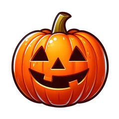 Bright and Friendly Jack-O'-Lantern Clip Art with Simple Carved Pumpkin Face, Ideal for Halloween Celebrations and Decorations