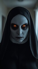 Scary Demon with Red Eyes in Black Robe