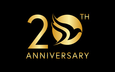 simple 20 th anniversary with negative space bird image in the logo circle