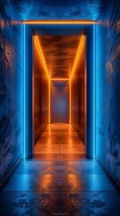 Obraz premium Entrance in blue and orange colors..