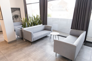 Lounge zone in the office with soft furniture