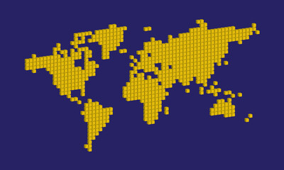 Obraz premium Yellow isometric square shape world map