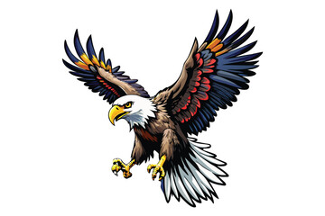 Obraz premium Flat vector illustration of a bald American eagle