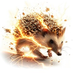 Hedgehog Lightning element animal cartoon isolated whitebackground 16:9