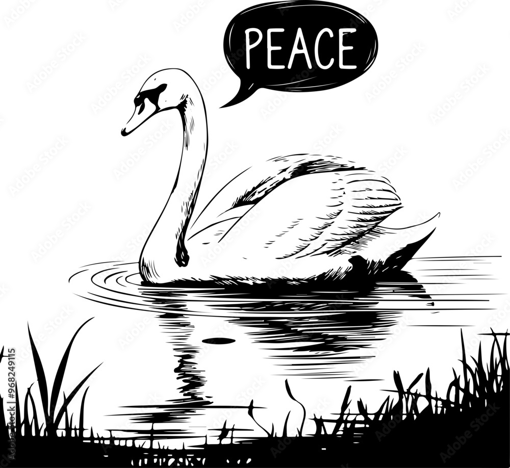 Poster Elegant Swan Illustrating Peaceful Serenity