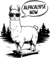 Cool Lama with Sunglasses and Fun Phrase