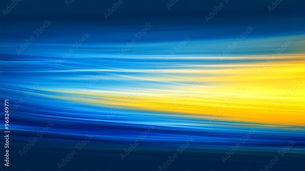 Poster abstract blue and yellow light waves, motion blur. artistic expression and dynamic concept