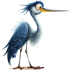 Obraz premium Heron Surprise emotion fantasy animal cartoon isolated whitebackground