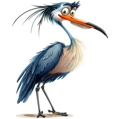 Obraz premium Heron Surprise emotion fantasy animal cartoon isolated whitebackground