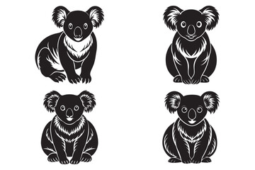 Silhouette art of a koala on white background