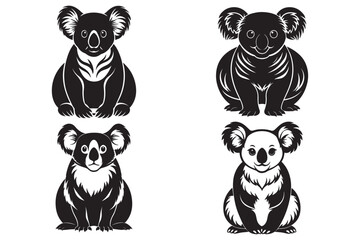 Fototapeta premium Silhouette art of a koala on white background