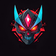 Cyber Skull with Red Eyes and a Crystal