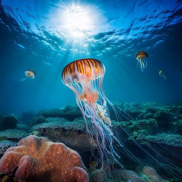 jellyfish scient. class. Medusozoa cridaria animal, AI generated