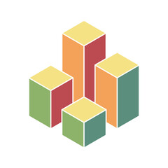 Obraz premium Cube logo, geometric vector design. Box logotype company, trendy techno emblem in isometric 3D style.