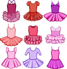 ballerina dress set cartoon. dance costume, elegance grace, stage classical ballerina dress sign. isolated symbol vector illustration © PikePicture