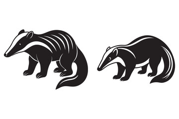 Black and white anteater stencil art