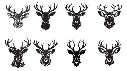 Deer head logo style black and white vector illustration