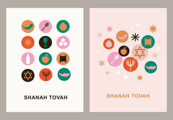 Shanah Tovah greeting card. Vector illustration.