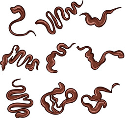 chocolate drip sause set cartoon. dessert sweet, topping ganache, decadent rich chocolate drip sause sign. isolated symbol vector illustration