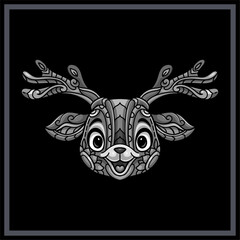 Deer head cartoon mandala arts isolated on white background