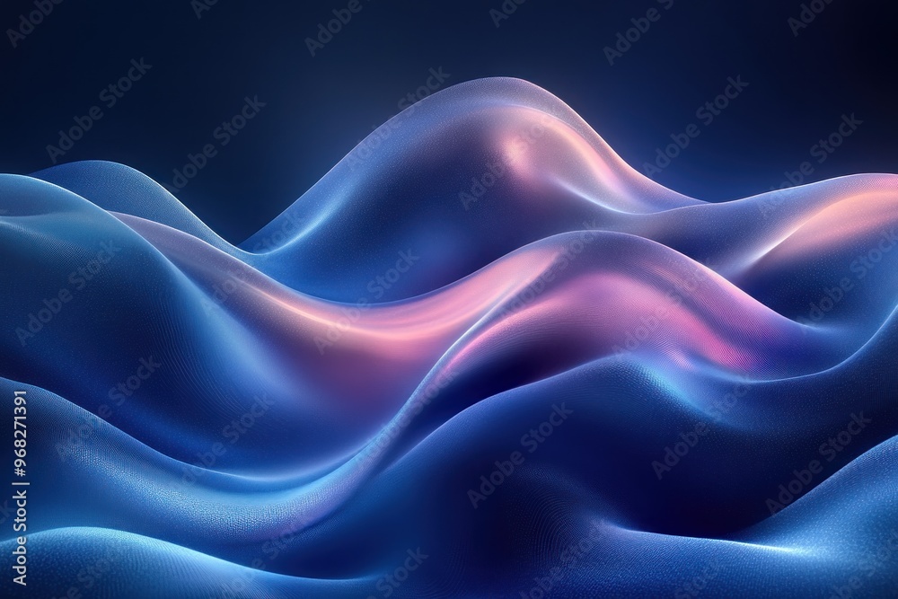 Poster Abstract Waves in Blue and Pink