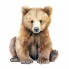 Fototapeta premium Adorable Bear Cub Illustration with Realistic Fur Texture â€“ Perfect for Children's Books and Wildlife Projects