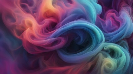 Obraz premium Abstract colorful swirls of smoke with a black center, creating a mesmerizing design.