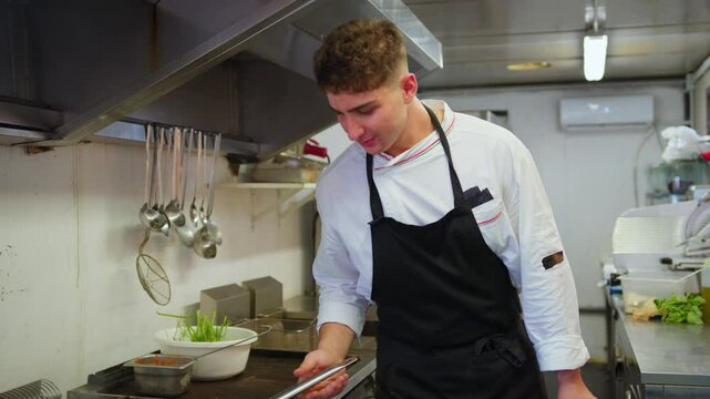 Chef Makes Flame Flambe In An Aluminum Pan