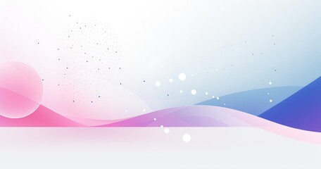 A soft gradient background featuring pink and blue waves, with abstract shapes and dots, ideal for digital design or presentations.