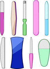 nail file set cartoon. buffer shape, polish care, tool salon nail file sign. isolated symbol vector illustration