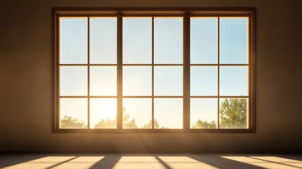 A stylish window with natural light illuminating a serene interior, perfect for evoking a sense of peace and tranquility.