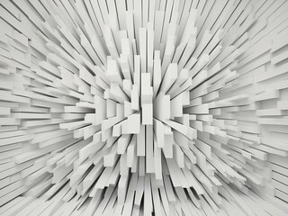 Obraz premium abstract geometric explosion of white, rectangular shapes radiating outward with dynamic energy