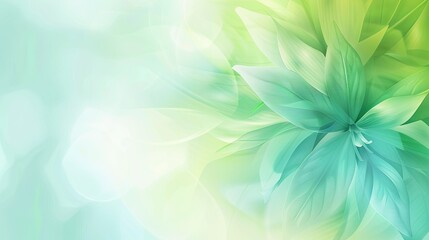 A soft, abstract design featuring light green and blue leaves, creating a serene and calming atmosphere.