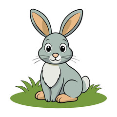 Cartoon rabbit with happy expression illustrated in vector clipart