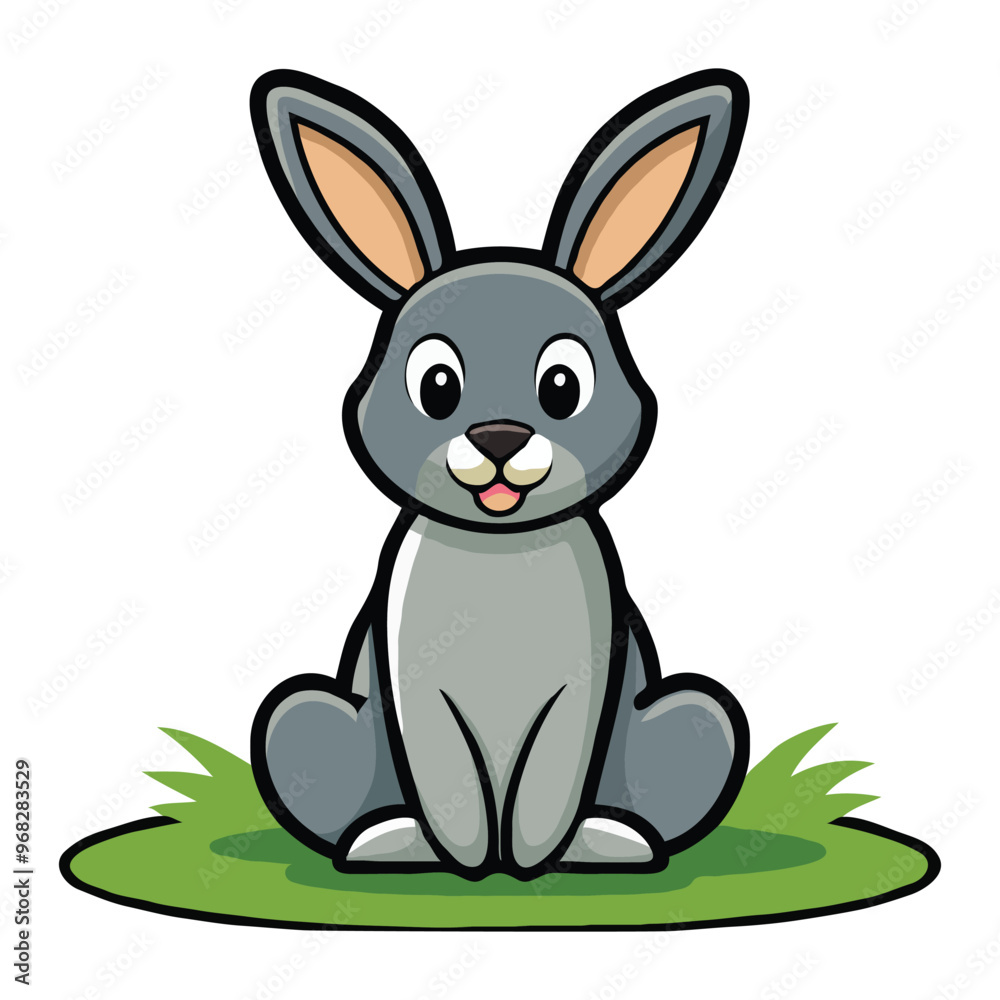 Canvas Prints Cartoon rabbit with happy expression illustrated in vector clipart