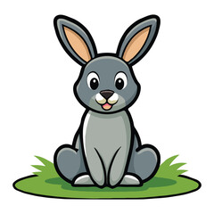 Obraz premium Cartoon rabbit with happy expression illustrated in vector clipart