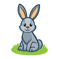 Cartoon rabbit with happy expression illustrated in vector clipart