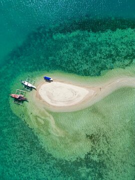 Drone view of a sandbar in El Nido, Philipinnes