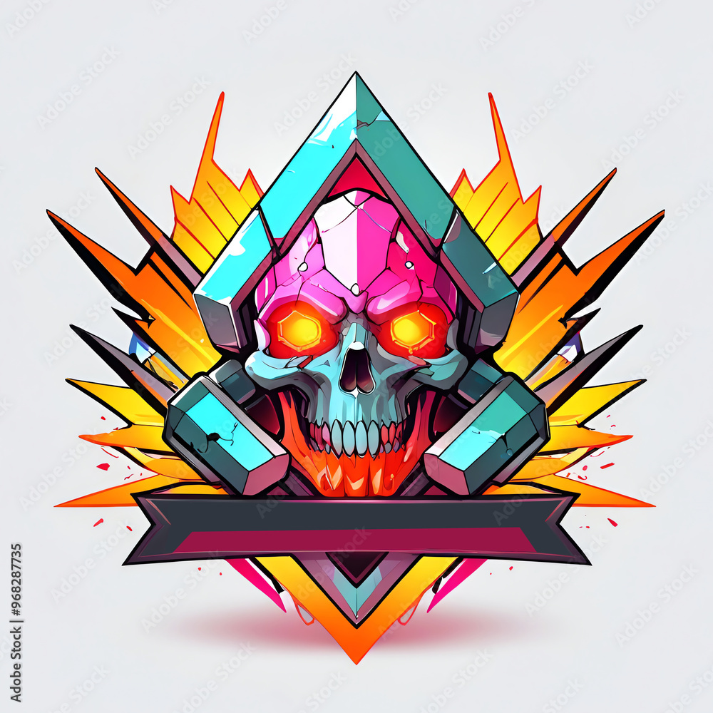 Canvas Prints Cyberpunk Skull Logo Design