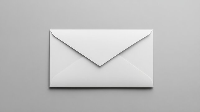 White envelope on grey background, minimalistic