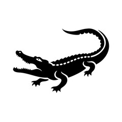 Crocodile Silhouette Icon - Transparent Background Clipart 