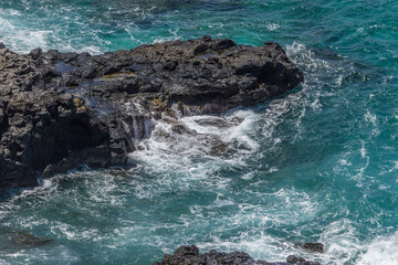 Dramatic Ocean crashing wave Hawaii at Makapu Point