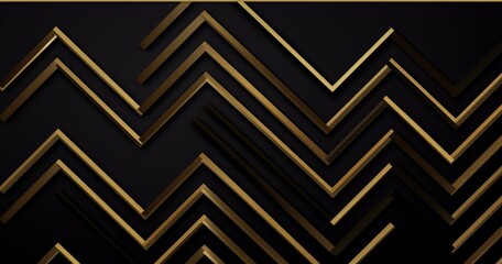 A stylish design featuring zigzag patterns in gold against a black background, ideal for modern graphics or branding.