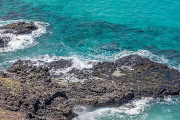 Dramatic Ocean crashing wave Hawaii at Makapu Point