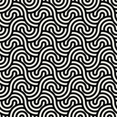 Vector seamless pattern. Geometric bold striped ornament. Stylish monochrome background. Bold repeating texture with winding ribbons.