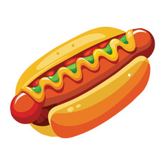 Delicious hot dog clipart illustration in 2D vector format