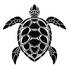 Fototapeta premium Turtle black silhouette vector art illustration